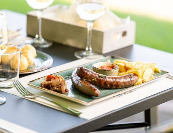 buffalo sausage at Aiolis restaurant lake kerkini