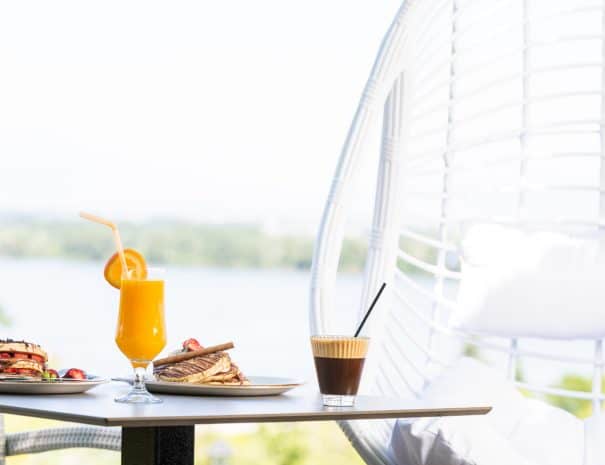 coffee and juice with kerkini lakeview